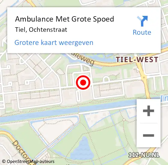 Locatie op kaart van de 112 melding: Ambulance Met Grote Spoed Naar Tiel, Ochtenstraat op 10 september 2021 08:06