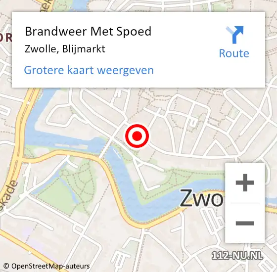 Locatie op kaart van de 112 melding: Brandweer Met Spoed Naar Zwolle, Blijmarkt op 10 september 2021 08:21