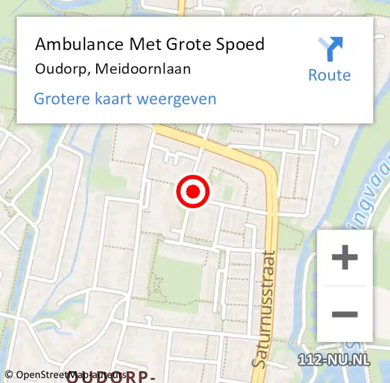 Locatie op kaart van de 112 melding: Ambulance Met Grote Spoed Naar Oudorp, Meidoornlaan op 10 september 2021 09:28