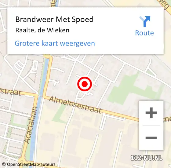 Locatie op kaart van de 112 melding: Brandweer Met Spoed Naar Raalte, de Wieken op 10 september 2021 10:27