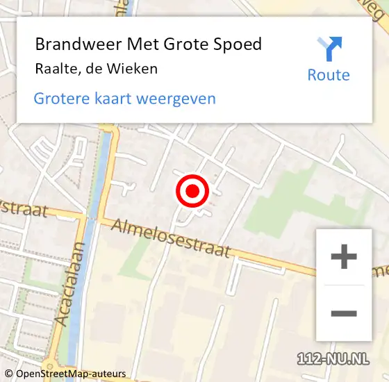 Locatie op kaart van de 112 melding: Brandweer Met Grote Spoed Naar Raalte, de Wieken op 10 september 2021 10:35