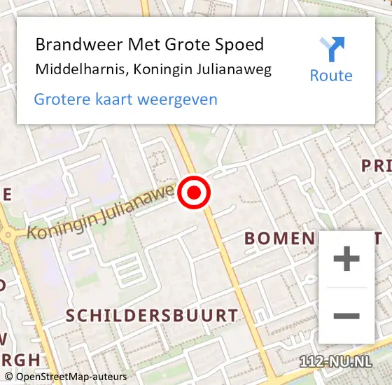 Locatie op kaart van de 112 melding: Brandweer Met Grote Spoed Naar Middelharnis, Koningin Julianaweg op 10 september 2021 10:45