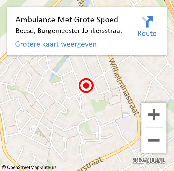 Locatie op kaart van de 112 melding: Ambulance Met Grote Spoed Naar Beesd, Burgemeester Jonkersstraat op 10 september 2021 10:48