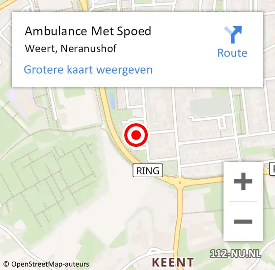 Locatie op kaart van de 112 melding: Ambulance Met Spoed Naar Weert, Neranushof op 10 september 2021 10:48