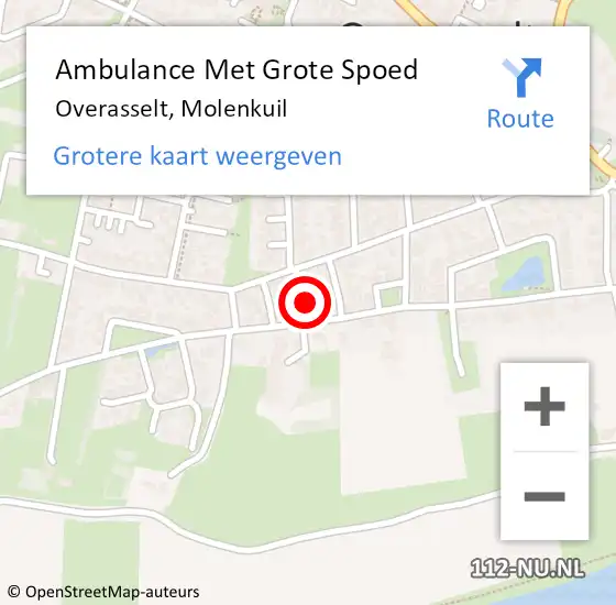 Locatie op kaart van de 112 melding: Ambulance Met Grote Spoed Naar Overasselt, Molenkuil op 10 september 2021 10:52