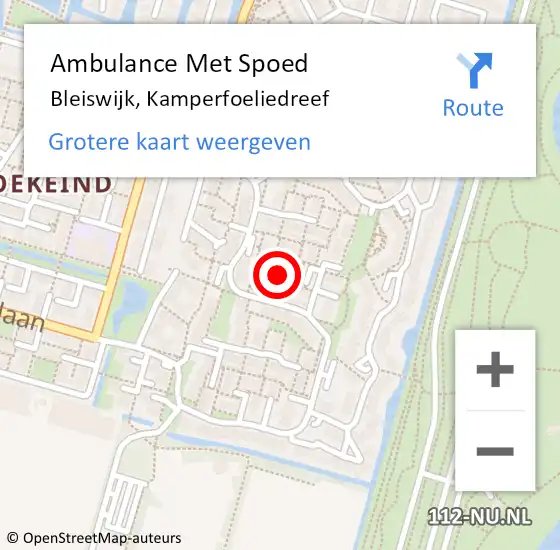 Locatie op kaart van de 112 melding: Ambulance Met Spoed Naar Bleiswijk, Kamperfoeliedreef op 10 september 2021 11:45