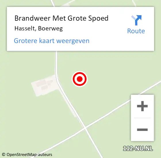 Locatie op kaart van de 112 melding: Brandweer Met Grote Spoed Naar Hasselt, Boerweg op 10 september 2021 12:11