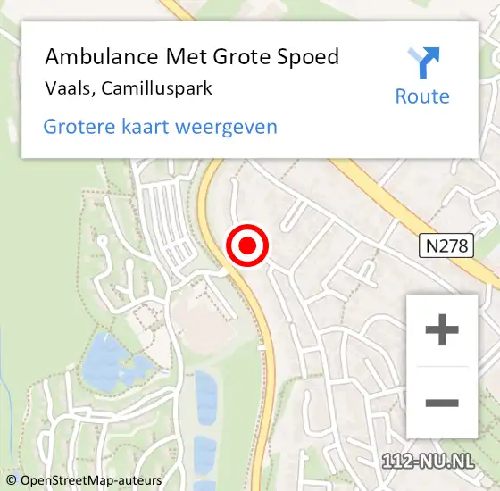 Locatie op kaart van de 112 melding: Ambulance Met Grote Spoed Naar Vaals, Camilluspark op 22 juni 2014 14:24