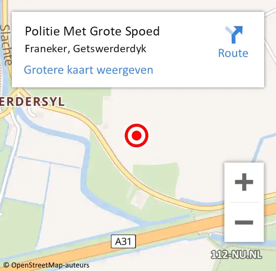 Locatie op kaart van de 112 melding: Politie Met Grote Spoed Naar Franeker, Getswerderdyk op 10 september 2021 12:22