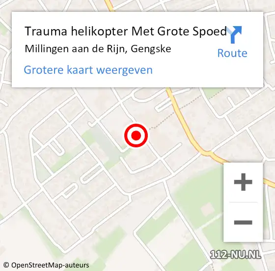 Locatie op kaart van de 112 melding: Trauma helikopter Met Grote Spoed Naar Millingen aan de Rijn, Gengske op 10 september 2021 12:22