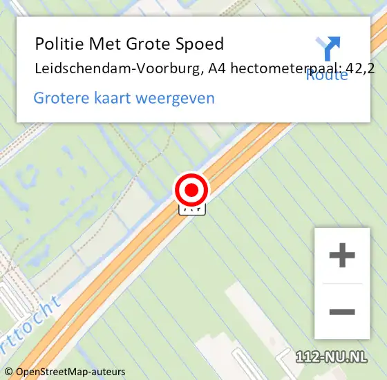 Locatie op kaart van de 112 melding: Politie Met Grote Spoed Naar Leidschendam-Voorburg, A4 hectometerpaal: 42,2 op 10 september 2021 12:23