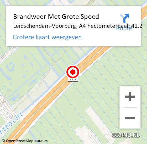 Locatie op kaart van de 112 melding: Brandweer Met Grote Spoed Naar Leidschendam-Voorburg, A4 hectometerpaal: 42,2 op 10 september 2021 12:24