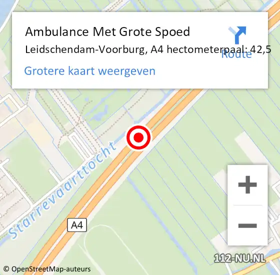 Locatie op kaart van de 112 melding: Ambulance Met Grote Spoed Naar Leidschendam-Voorburg, A4 hectometerpaal: 42,5 op 10 september 2021 12:26