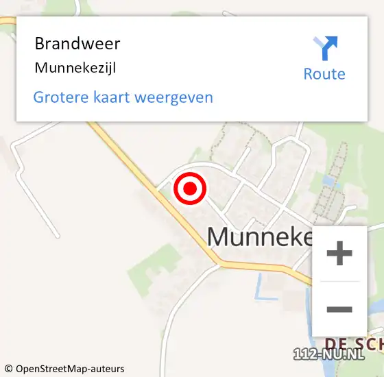 Locatie op kaart van de 112 melding: Brandweer Munnekezijl op 10 september 2021 12:38