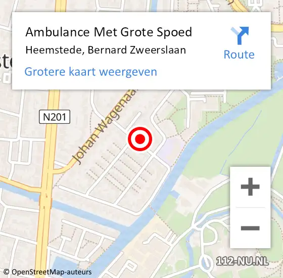 Locatie op kaart van de 112 melding: Ambulance Met Grote Spoed Naar Heemstede, Bernard Zweerslaan op 10 september 2021 12:55