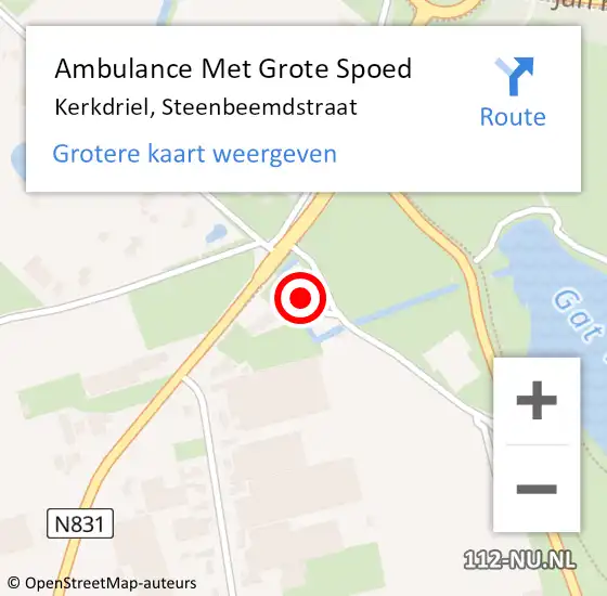 Locatie op kaart van de 112 melding: Ambulance Met Grote Spoed Naar Kerkdriel, Steenbeemdstraat op 10 september 2021 13:08