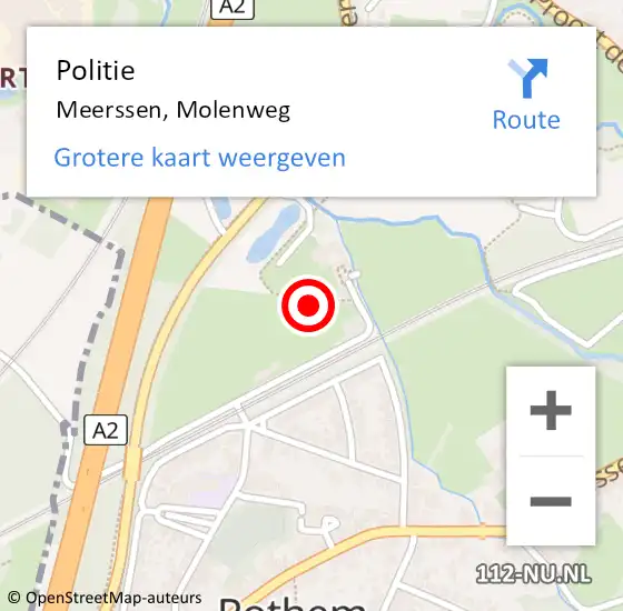 Locatie op kaart van de 112 melding: Politie Meerssen, Molenweg op 10 september 2021 13:10