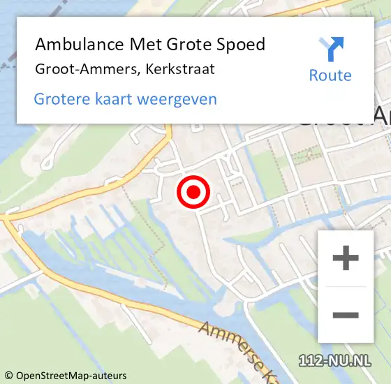 Locatie op kaart van de 112 melding: Ambulance Met Grote Spoed Naar Groot-Ammers, Kerkstraat op 10 september 2021 13:12