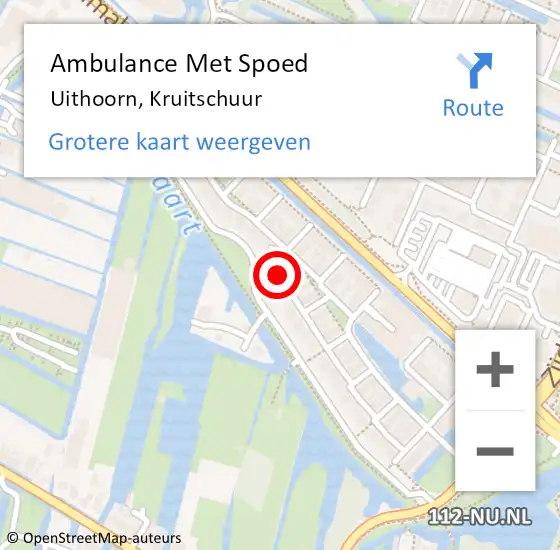 Locatie op kaart van de 112 melding: Ambulance Met Spoed Naar Uithoorn, Kruitschuur op 10 september 2021 13:21