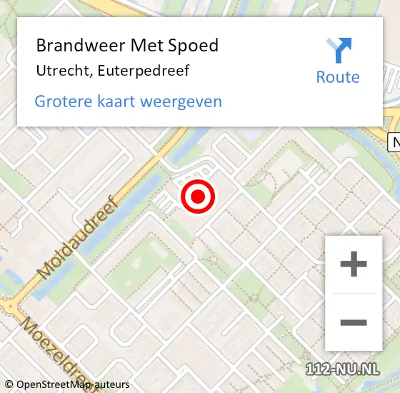 Locatie op kaart van de 112 melding: Brandweer Met Spoed Naar Utrecht, Euterpedreef op 10 september 2021 13:47