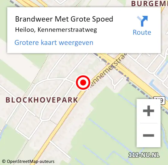 Locatie op kaart van de 112 melding: Brandweer Met Grote Spoed Naar Heiloo, Kennemerstraatweg op 10 september 2021 13:52