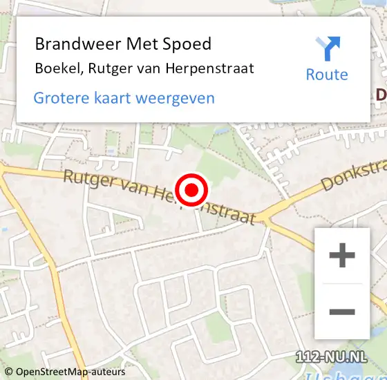 Locatie op kaart van de 112 melding: Brandweer Met Spoed Naar Boekel, Rutger van Herpenstraat op 10 september 2021 14:02