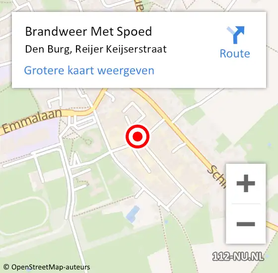 Locatie op kaart van de 112 melding: Brandweer Met Spoed Naar Den Burg, Reijer Keijserstraat op 10 september 2021 14:12