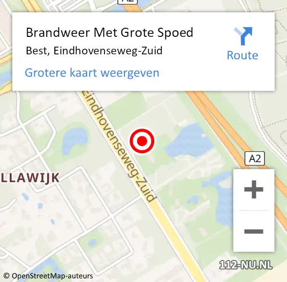 Locatie op kaart van de 112 melding: Brandweer Met Grote Spoed Naar Best, Eindhovenseweg-Zuid op 10 september 2021 14:24