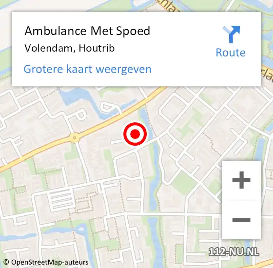 Locatie op kaart van de 112 melding: Ambulance Met Spoed Naar Volendam, Houtrib op 10 september 2021 14:26