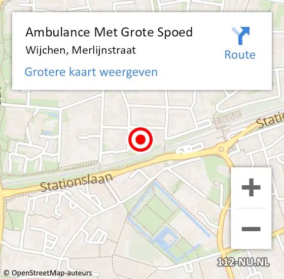 Locatie op kaart van de 112 melding: Ambulance Met Grote Spoed Naar Wijchen, Merlijnstraat op 10 september 2021 14:35