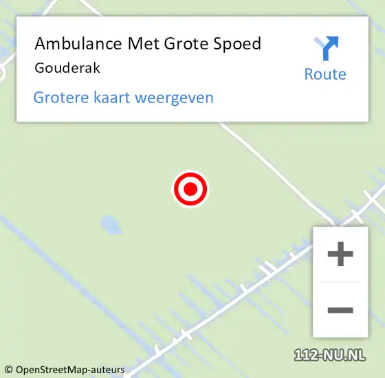 Locatie op kaart van de 112 melding: Ambulance Met Grote Spoed Naar Gouderak op 10 september 2021 14:56