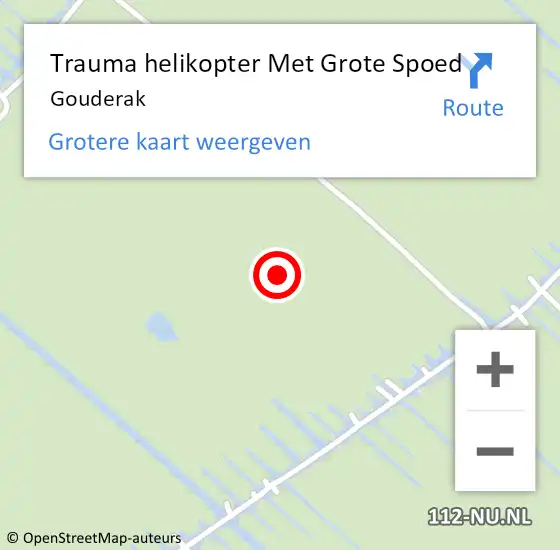 Locatie op kaart van de 112 melding: Trauma helikopter Met Grote Spoed Naar Gouderak op 10 september 2021 14:57