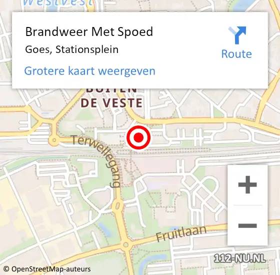 Locatie op kaart van de 112 melding: Brandweer Met Spoed Naar Goes, Stationsplein op 22 juni 2014 14:43