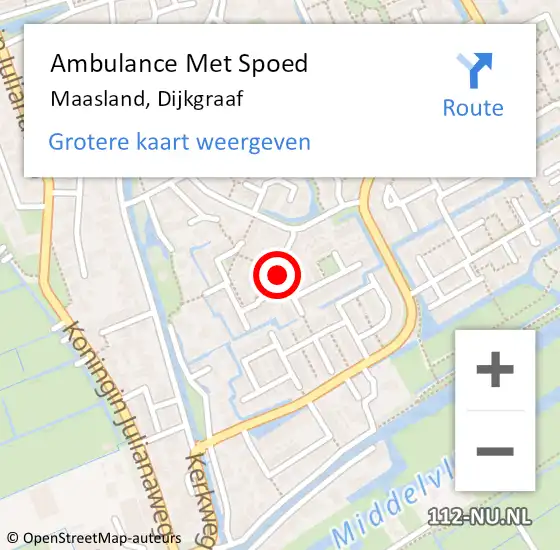 Locatie op kaart van de 112 melding: Ambulance Met Spoed Naar Maasland, Dijkgraaf op 10 september 2021 15:15