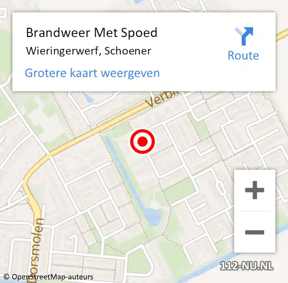 Locatie op kaart van de 112 melding: Brandweer Met Spoed Naar Wieringerwerf, Schoener op 10 september 2021 15:15