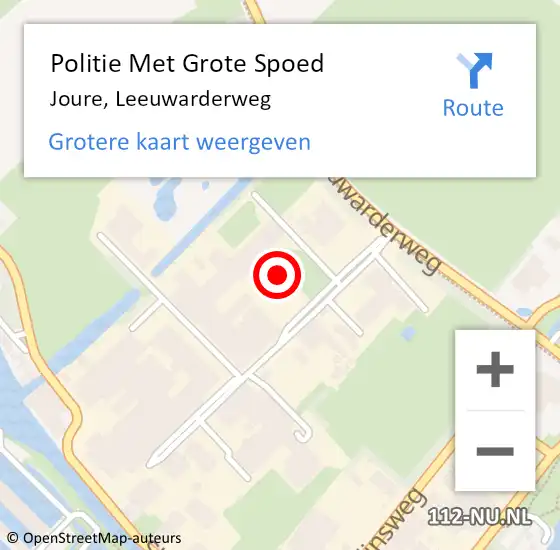 Locatie op kaart van de 112 melding: Politie Met Grote Spoed Naar Joure, Leeuwarderweg op 10 september 2021 15:20