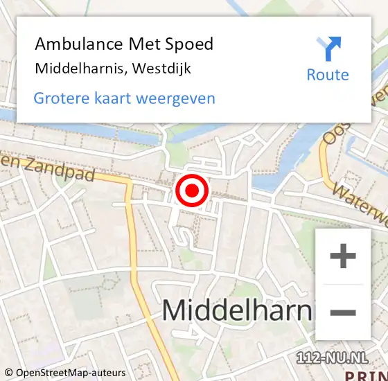 Locatie op kaart van de 112 melding: Ambulance Met Spoed Naar Middelharnis, Westdijk op 10 september 2021 15:27