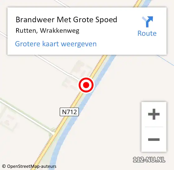 Locatie op kaart van de 112 melding: Brandweer Met Grote Spoed Naar Rutten, Wrakkenweg op 5 oktober 2013 22:06