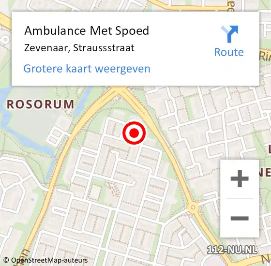 Locatie op kaart van de 112 melding: Ambulance Met Spoed Naar Zevenaar, Straussstraat op 10 september 2021 15:49