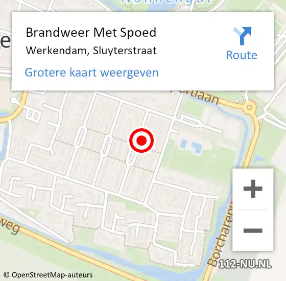 Locatie op kaart van de 112 melding: Brandweer Met Spoed Naar Werkendam, Sluyterstraat op 10 september 2021 15:50