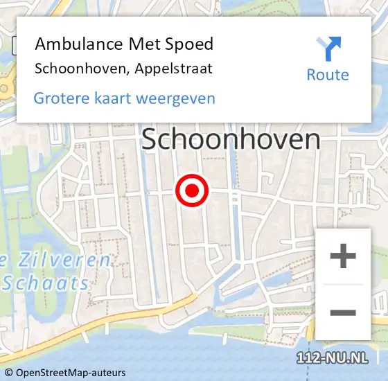 Locatie op kaart van de 112 melding: Ambulance Met Spoed Naar Schoonhoven, Appelstraat op 10 september 2021 16:00