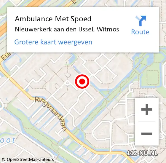 Locatie op kaart van de 112 melding: Ambulance Met Spoed Naar Nieuwerkerk aan den IJssel, Witmos op 10 september 2021 16:01