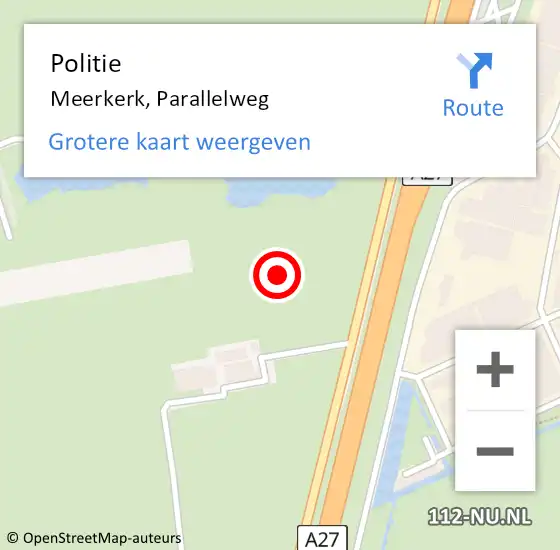 Locatie op kaart van de 112 melding: Politie Meerkerk, Parallelweg op 10 september 2021 16:05