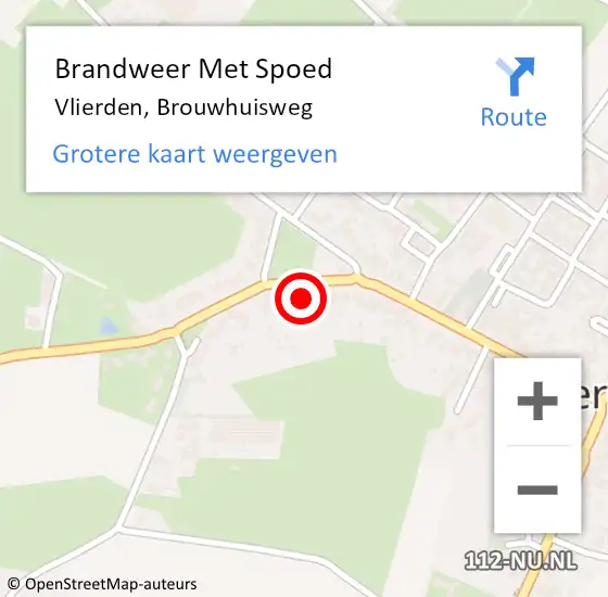 Locatie op kaart van de 112 melding: Brandweer Met Spoed Naar Vlierden, Brouwhuisweg op 10 september 2021 16:20