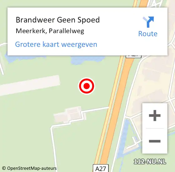 Locatie op kaart van de 112 melding: Brandweer Geen Spoed Naar Meerkerk, Parallelweg op 10 september 2021 16:27