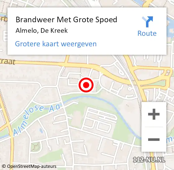 Locatie op kaart van de 112 melding: Brandweer Met Grote Spoed Naar Almelo, De Kreek op 22 juni 2014 14:56