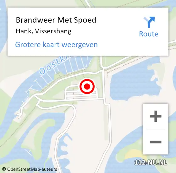 Locatie op kaart van de 112 melding: Brandweer Met Spoed Naar Hank, Vissershang op 10 september 2021 16:40