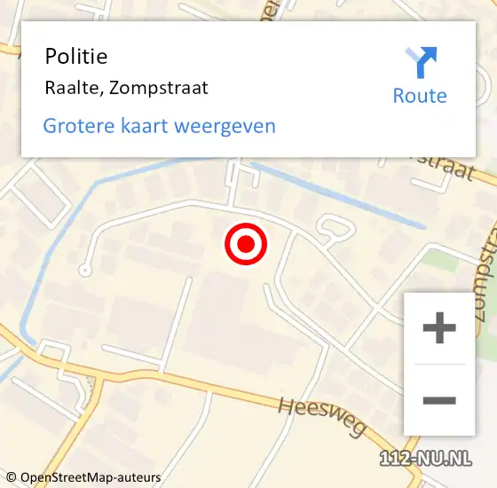 Locatie op kaart van de 112 melding: Politie Raalte, Zompstraat op 10 september 2021 16:43