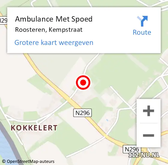 Locatie op kaart van de 112 melding: Ambulance Met Spoed Naar Roosteren, Kempstraat op 22 juni 2014 14:58