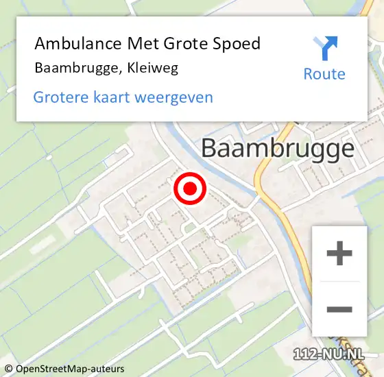 Locatie op kaart van de 112 melding: Ambulance Met Grote Spoed Naar Baambrugge, Kleiweg op 10 september 2021 16:53